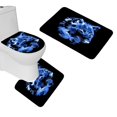 thumbnail image 1 of PUDMAD Blue Drawing Wolf 3 Piece Bathroom Rugs Set Bath Rug Contour Mat and Toilet Lid Cover, 1 of 2