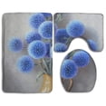 thumbnail image 1 of PUDMAD Blue Flowers Diamond Painting 3 Piece Bathroom Rugs Set Bath Rug Contour Mat and Toilet Lid Cover, 1 of 2