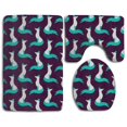 thumbnail image 1 of PUDMAD Blue Fox 3 Piece Bathroom Rugs Set Bath Rug Contour Mat and Toilet Lid Cover, 1 of 2