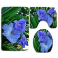 thumbnail image 1 of PUDMAD Blue Gladiolus 3 Piece Bathroom Rugs Set Bath Rug Contour Mat and Toilet Lid Cover, 1 of 2