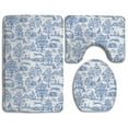 thumbnail image 1 of PUDMAD Blue Greyhound Toile 3 Piece Bathroom Rugs Set Bath Rug Contour Mat and Toilet Lid Cover, 1 of 2