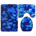 thumbnail image 1 of PUDMAD Blue Jellyfish 3 Piece Bathroom Rugs Set Bath Rug Contour Mat and Toilet Lid Cover, 1 of 2