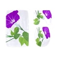 thumbnail image 1 of PUDMAD Blue Morning Glory 3 Piece Bathroom Rugs Set Bath Rug Contour Mat and Toilet Lid Cover, 1 of 2