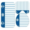 thumbnail image 1 of PUDMAD Blue Nautical 3 Piece Bathroom Rugs Set Bath Rug Contour Mat and Toilet Lid Cover, 1 of 2