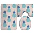 thumbnail image 1 of PUDMAD Blue Pineapple 3 Piece Bathroom Rugs Set Bath Rug Contour Mat and Toilet Lid Cover, 1 of 2