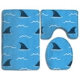 thumbnail image 1 of PUDMAD Blue Sharks 3 Piece Bathroom Rugs Set Bath Rug Contour Mat and Toilet Lid Cover, 1 of 2