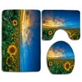 thumbnail image 1 of PUDMAD Blue Sky Beautiful Sunflowers 3 Piece Bathroom Rugs Set Bath Rug Contour Mat and Toilet Lid Cover, 1 of 2