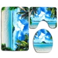 thumbnail image 1 of PUDMAD Blue Sky and Palm Tree 3 Piece Bathroom Rugs Set Bath Rug Contour Mat and Toilet Lid Cover, 1 of 2