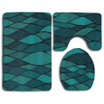thumbnail image 1 of PUDMAD Blue Stripe Wave 3 Piece Bathroom Rugs Set Bath Rug Contour Mat and Toilet Lid Cover, 1 of 2