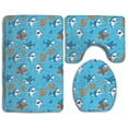 thumbnail image 1 of PUDMAD Blue Surf Shark Ocean 3 Piece Bathroom Rugs Set Bath Rug Contour Mat and Toilet Lid Cover, 1 of 2