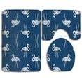 thumbnail image 1 of PUDMAD Blue Tropical Flamingo 3 Piece Bathroom Rugs Set Bath Rug Contour Mat and Toilet Lid Cover, 1 of 2