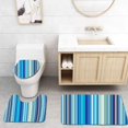 thumbnail image 1 of PUDMAD Blue Vertical Stripes Repeating Retro Revival Funky Abstract Composition 3 Piece Bathroom Rugs Set Bath Rug Contour Mat and Toilet Lid Cover, 1 of 2