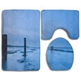thumbnail image 1 of PUDMAD Blue Water Beach Sea 3 Piece Bathroom Rugs Set Bath Rug Contour Mat and Toilet Lid Cover, 1 of 2