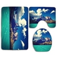 thumbnail image 1 of PUDMAD Blue Water Hills Rivers 3 Piece Bathroom Rugs Set Bath Rug Contour Mat and Toilet Lid Cover, 1 of 2