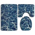 thumbnail image 1 of PUDMAD Blue Water Wave 3 Piece Bathroom Rugs Set Bath Rug Contour Mat and Toilet Lid Cover, 1 of 2
