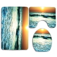 thumbnail image 1 of PUDMAD Blue Waves Sun 3 Piece Bathroom Rugs Set Bath Rug Contour Mat and Toilet Lid Cover, 1 of 2