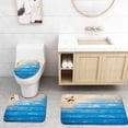 thumbnail image 1 of PUDMAD Blue Wooden Platform Beach Sand 3 Piece Bathroom Rugs Set Bath Rug Contour Mat and Toilet Lid Cover, 1 of 2