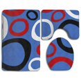 thumbnail image 1 of PUDMAD Blue and Red Background 3 Piece Bathroom Rugs Set Bath Rug Contour Mat and Toilet Lid Cover, 1 of 2