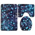 thumbnail image 1 of PUDMAD Blurred Valentine In Blue Unique 3 Piece Bathroom Rugs Set Bath Rug Contour Mat and Toilet Lid Cover, 1 of 2