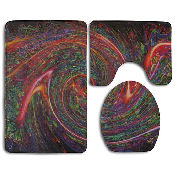 PUDMAD Bohemian Rhapsody 3 Piece Bathroom Rugs Set Bath Rug Contour Mat and Toilet Lid Cover