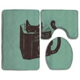 thumbnail image 1 of PUDMAD Book for Cats 3 Piece Bathroom Rugs Set Bath Rug Contour Mat and Toilet Lid Cover, 1 of 2