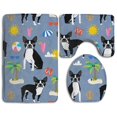 thumbnail image 1 of PUDMAD Boston Terrier Dog 3 Piece Bathroom Rugs Set Bath Rug Contour Mat and Toilet Lid Cover, 1 of 2
