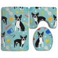 thumbnail image 1 of PUDMAD Boston Terrier Toys Dog 3 Piece Bathroom Rugs Set Bath Rug Contour Mat and Toilet Lid Cover, 1 of 2