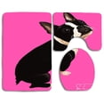 thumbnail image 1 of PUDMAD Boston Terrier on Pink 3 Piece Bathroom Rugs Set Bath Rug Contour Mat and Toilet Lid Cover, 1 of 2