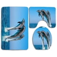 thumbnail image 1 of PUDMAD Bottlenose Dolphins Tursiops Truncatus 3 Piece Bathroom Rugs Set Bath Rug Contour Mat and Toilet Lid Cover, 1 of 2