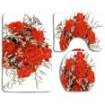 thumbnail image 1 of PUDMAD Bouquet Roses 3 Piece Bathroom Rugs Set Bath Rug Contour Mat and Toilet Lid Cover, 1 of 2
