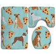 thumbnail image 1 of PUDMAD Boxer Dog Pizza 3 Piece Bathroom Rugs Set Bath Rug Contour Mat and Toilet Lid Cover, 1 of 2