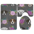 thumbnail image 1 of PUDMAD Boxer Dogs and Flower 3 Piece Bathroom Rugs Set Bath Rug Contour Mat and Toilet Lid Cover, 1 of 2