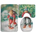 thumbnail image 1 of PUDMAD Boy Girl Skiing 3 Piece Bathroom Rugs Set Bath Rug Contour Mat and Toilet Lid Cover, 1 of 2