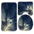 thumbnail image 1 of PUDMAD Brave Wolf 3 Piece Bathroom Rugs Set Bath Rug Contour Mat and Toilet Lid Cover, 1 of 2