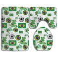 thumbnail image 1 of PUDMAD Brazil Football Team 3 Piece Bathroom Rugs Set Bath Rug Contour Mat and Toilet Lid Cover, 1 of 2