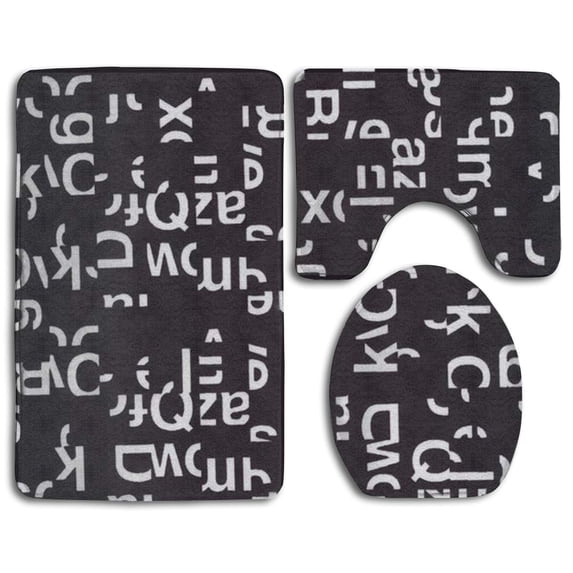 PUDMAD Break Text 3 Piece Bathroom Rugs Set Bath Rug Contour Mat and Toilet Lid Cover