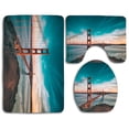 thumbnail image 1 of PUDMAD Bridges Sky USA Ocean 3 Piece Bathroom Rugs Set Bath Rug Contour Mat and Toilet Lid Cover, 1 of 2