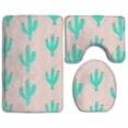 thumbnail image 1 of PUDMAD Bright Cactus Pink 3 Piece Bathroom Rugs Set Bath Rug Contour Mat and Toilet Lid Cover, 1 of 2