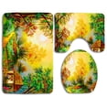 thumbnail image 1 of PUDMAD Bright Heaven Nature Cabin Trees 3 Piece Bathroom Rugs Set Bath Rug Contour Mat and Toilet Lid Cover, 1 of 2