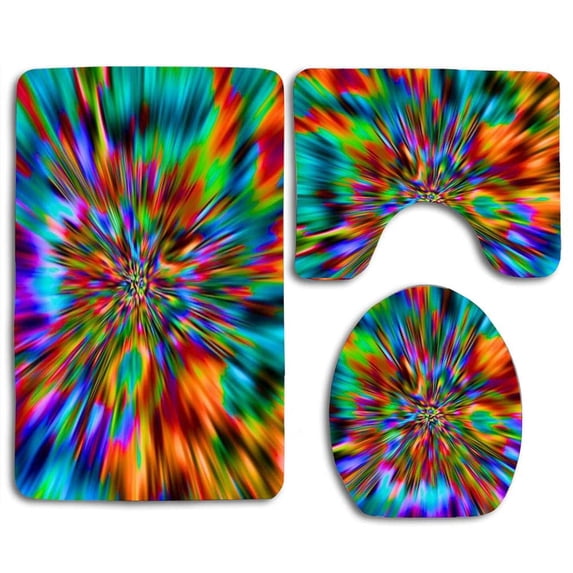 PUDMAD Bright Skull 3 Piece Bathroom Rugs Set Bath Rug Contour Mat and Toilet Lid Cover