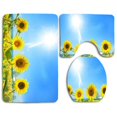 thumbnail image 1 of PUDMAD Bright Sunshine Sunflowers 3 Piece Bathroom Rugs Set Bath Rug Contour Mat and Toilet Lid Cover, 1 of 2