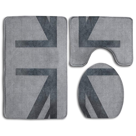 PUDMAD British Flag Art 3 Piece Bathroom Rugs Set Bath Rug Contour Mat and Toilet Lid Cover