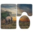 thumbnail image 1 of PUDMAD Brown Elephant Trees Grass 3 Piece Bathroom Rugs Set Bath Rug Contour Mat and Toilet Lid Cover, 1 of 2