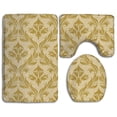 thumbnail image 1 of PUDMAD Brown Foliage 3 Piece Bathroom Rugs Set Bath Rug Contour Mat and Toilet Lid Cover, 1 of 2