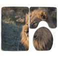 thumbnail image 1 of PUDMAD Brown King Lion 3 Piece Bathroom Rugs Set Bath Rug Contour Mat and Toilet Lid Cover, 1 of 2