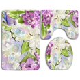 thumbnail image 1 of PUDMAD Bubbles Bird Blooms 3 Piece Bathroom Rugs Set Bath Rug Contour Mat and Toilet Lid Cover, 1 of 2