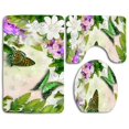 thumbnail image 1 of PUDMAD Bubbles Butterflies 3 Piece Bathroom Rugs Set Bath Rug Contour Mat and Toilet Lid Cover, 1 of 2