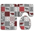 thumbnail image 1 of PUDMAD Buffalo Plaid 3 Piece Bathroom Rugs Set Bath Rug Contour Mat and Toilet Lid Cover, 1 of 2