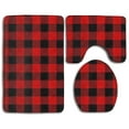 thumbnail image 1 of PUDMAD Buffalo Plaid Checkered 3 Piece Bathroom Rugs Set Bath Rug Contour Mat and Toilet Lid Cover, 1 of 2