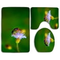 thumbnail image 1 of PUDMAD Bug on White Flower 3 Piece Bathroom Rugs Set Bath Rug Contour Mat and Toilet Lid Cover, 1 of 2